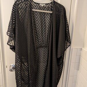 Maurices Black Chevron Kimono Sheer Cardigan L/XL